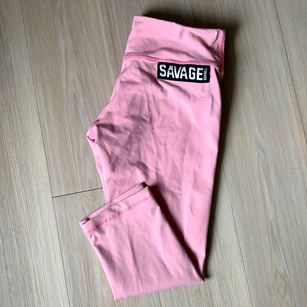 Pink Cropped Savage barbell leggings